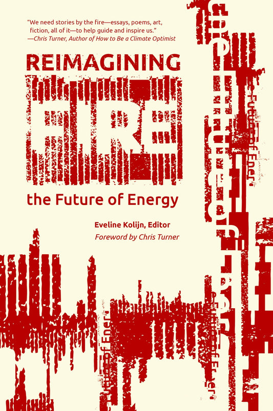 Cover of the book 'Reimagining Fire' featuring text and abstract designs in red on a white background.