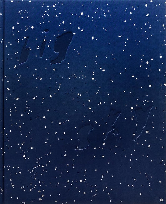 book cover of "big sky", white spotted pattern on a dark blue background