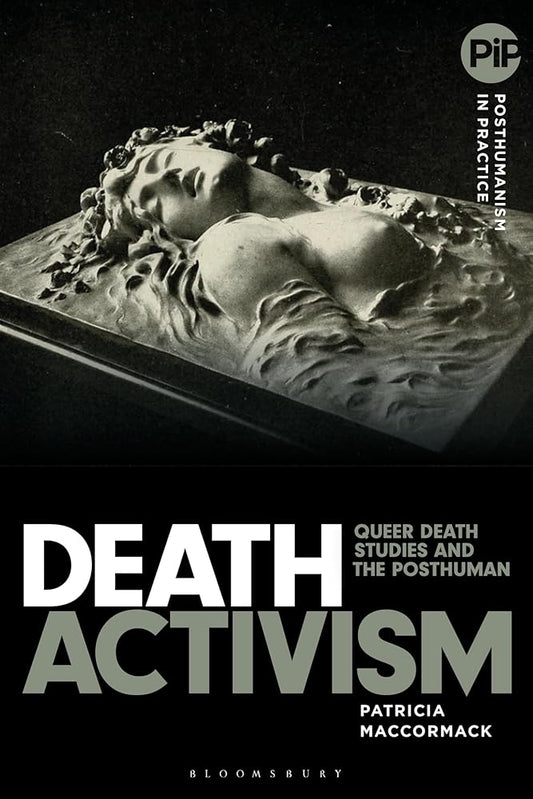 Book cover of 'Death Activism' with a statue and text on a black background