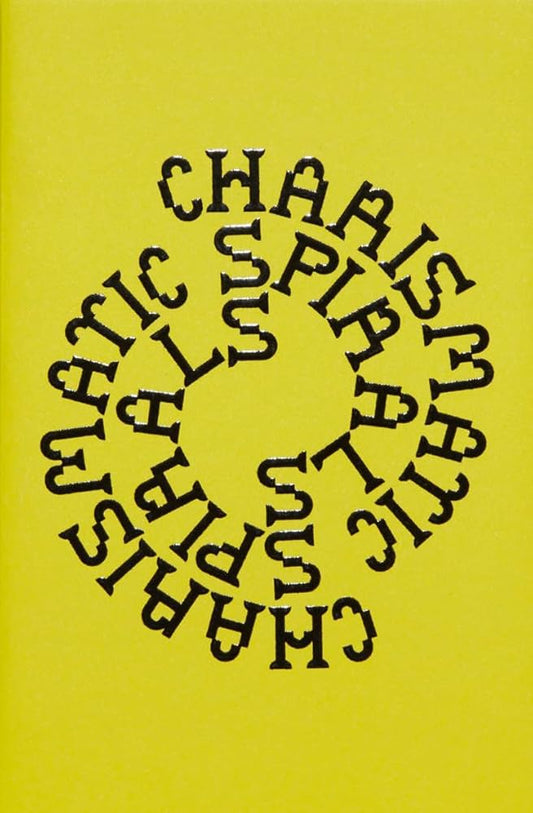 Circular text design on a yellow background
