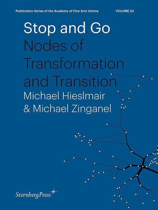 Book cover of "Stop and Go", featuring an abstract branching black design on a blue background.