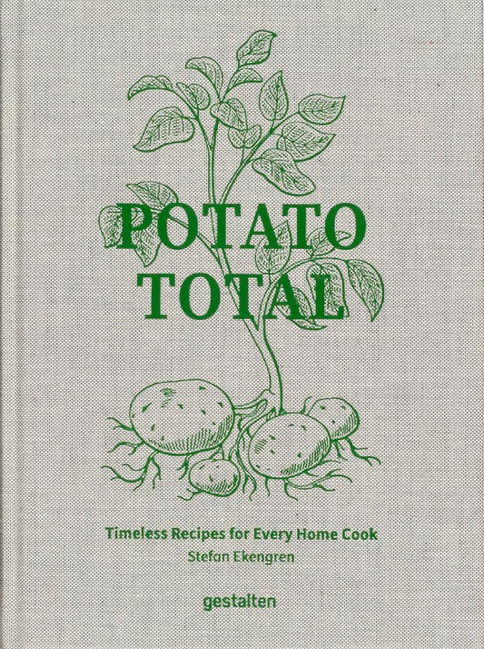 A book cover for 'Potato Total' featuring an illustration of a potato plant with green leaves and a potato in the foreground, on a white textured background.