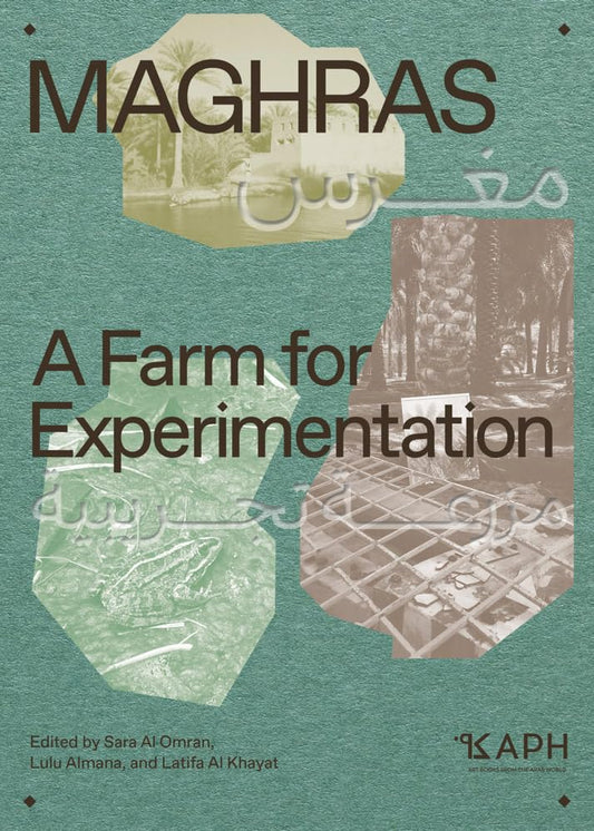 Book cover of 'Maghras: A Farm for Experimentation' with architectural images and text.