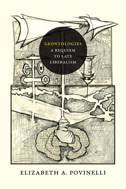 Illustrated book cover image for "Geontologies" by Elizabeth A Povinelli.
