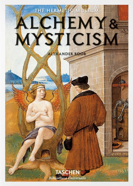 Book cover of 'Alchemy & Mysticism' by Alexander Boebl with a classical painting on the cover.