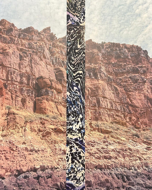 Cover of "Ambient Pressure", with an abstract geometric design set against a rocky cliff face.