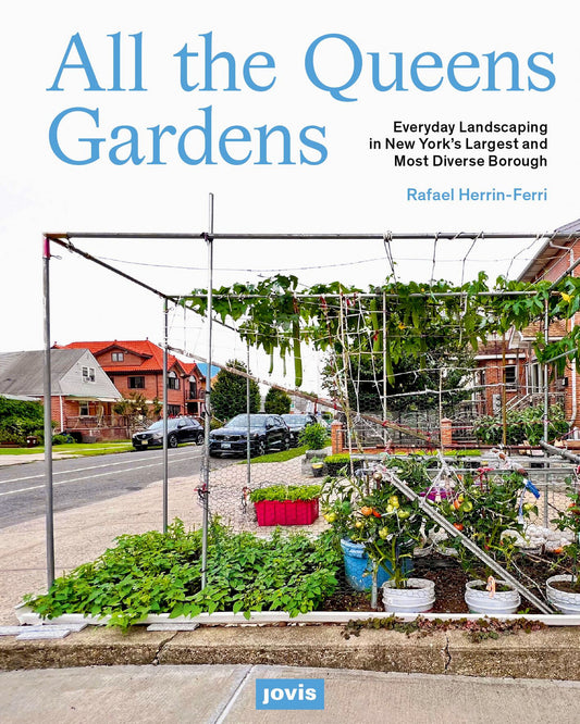 Book cover of 'All the Queens Gardens' with a garden and urban landscape in the background.