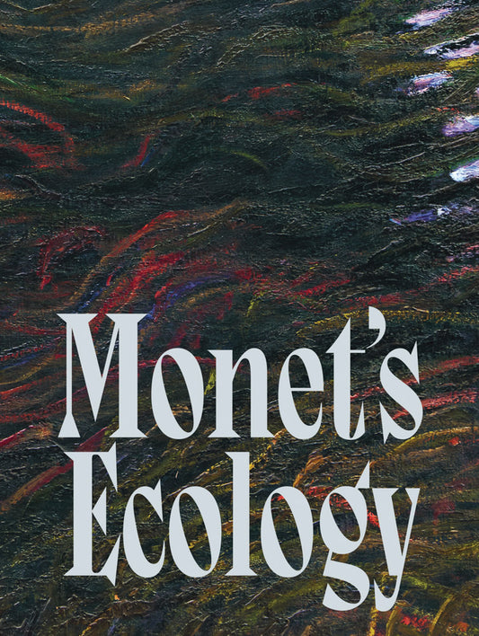Book cover of "Monet's Ecology", with a dark textured background