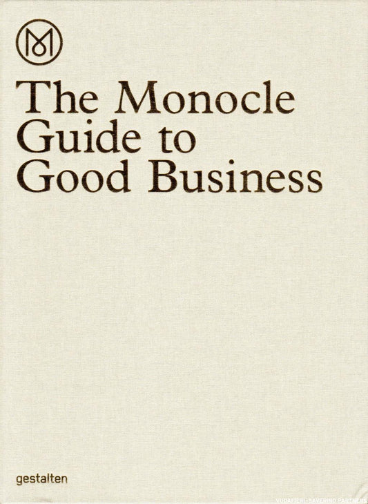 Cover of "The Monocle Guide to Good Business", featuring black text against a beige background.