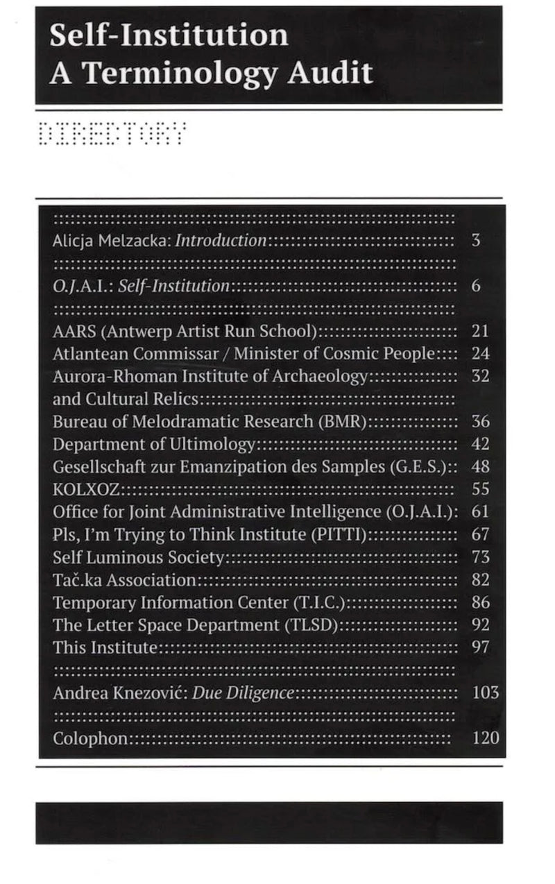 Self-Institution/ Terminology Audit: A Terminology Audit of Self-Instituted Practice