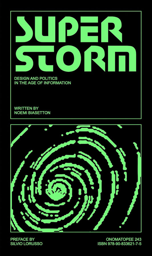 Book cover of 'Super Storm' with green text and abstract design on a black background