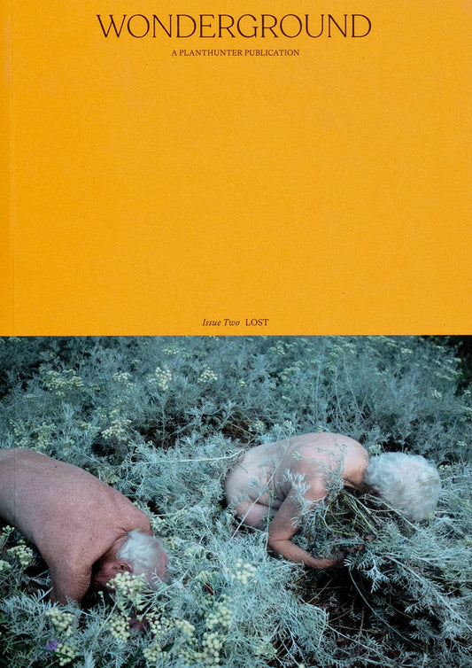 Cover of 'Wonderground 2: Lost' featuring a person lying on a grassy surface with a close-up on their face and hands, against an orange background.